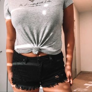 black denim jean shorts